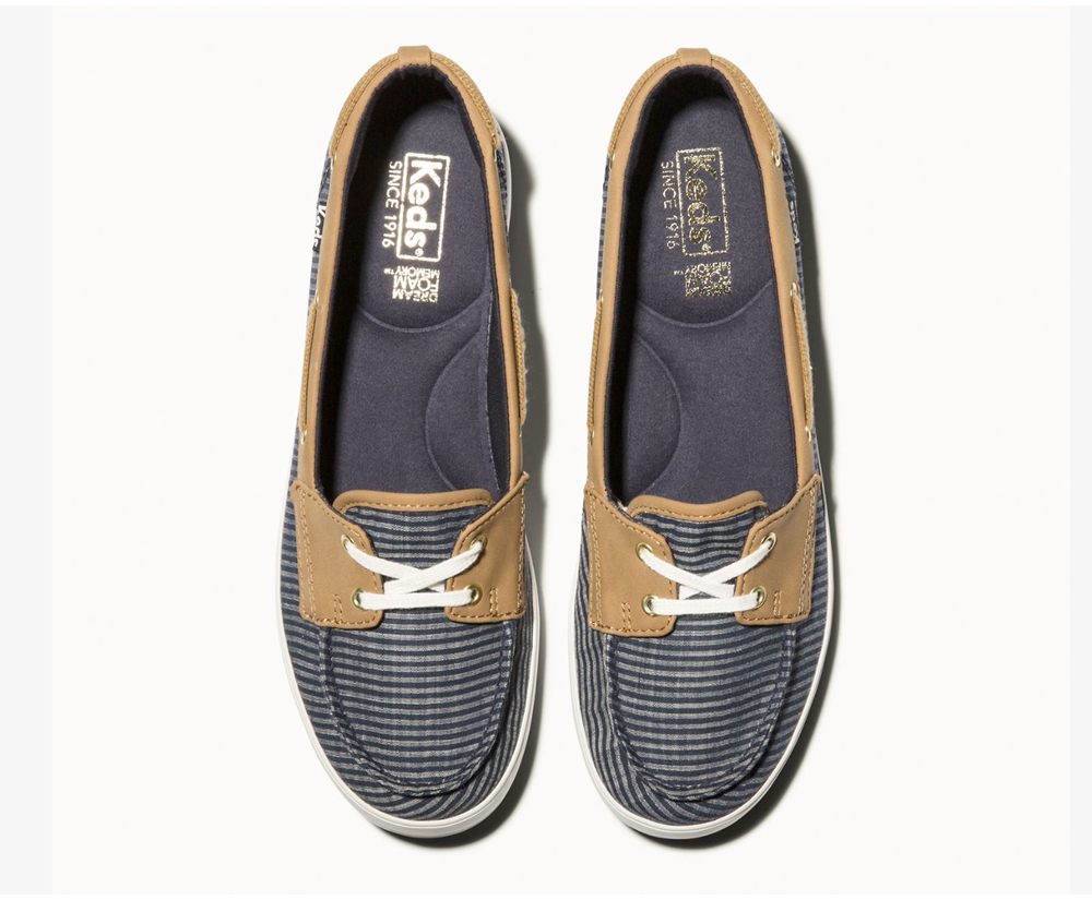 Slip Ons Keds Femme Bleu Marine - Charter Stripe - 816-BKOEZH